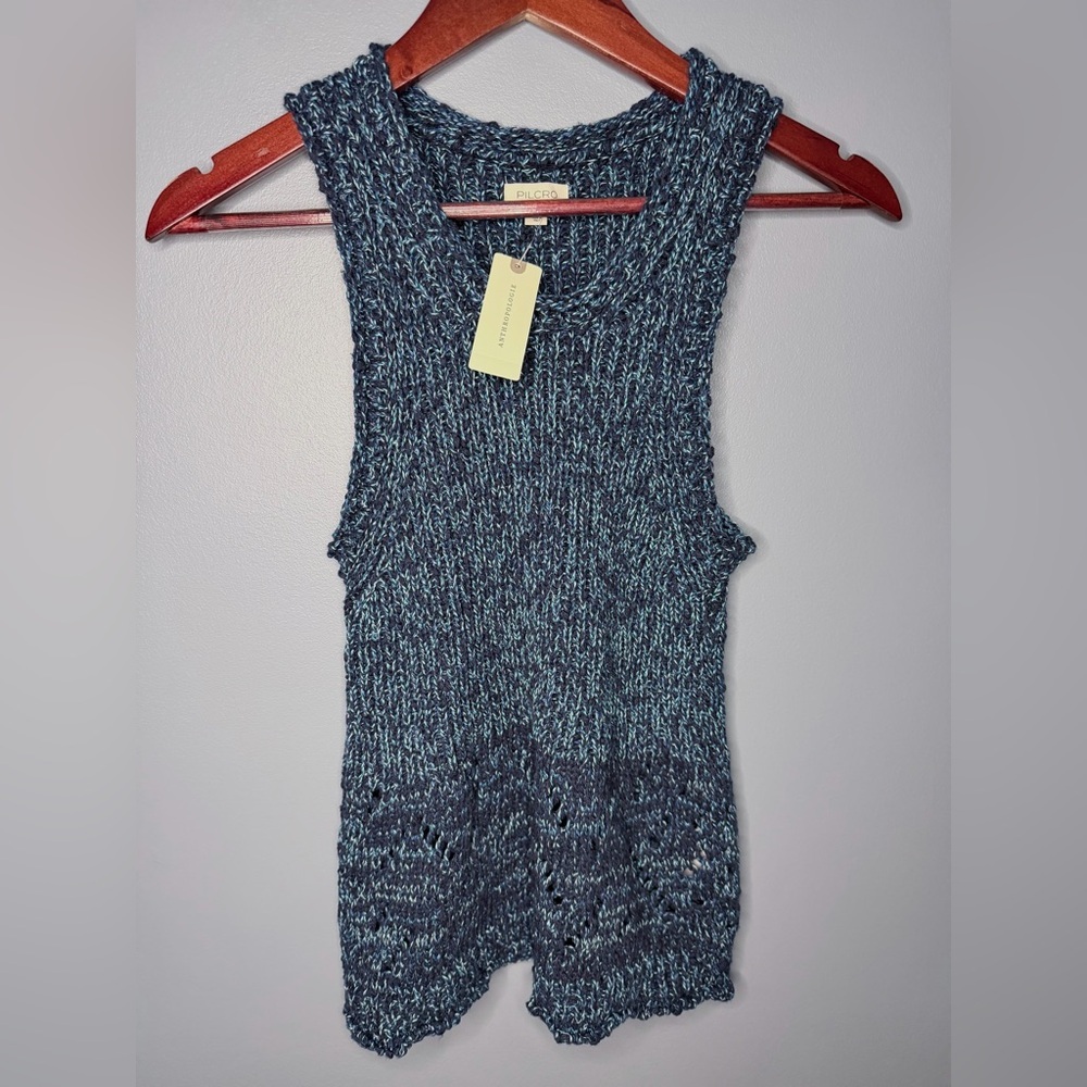 NWT Anthropologie Pilcro Stitched Sweater Knit Top Boho Coastal | Size Medium - Picture 3 of 6